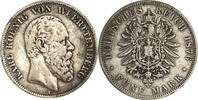 Kaiserreich Württemberg 5 Mark 1876 F König Karl s-ss 49,00 EUR  + 10,80 EUR frais d'envoi