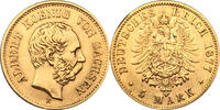 Kaiserreich Sachsen 5 Mark 1877 E König Albert TTB