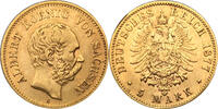 Kaiserreich Sachsen 5 Mark 1877 E König Albert TTB