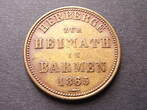 Barmen Wertmarke 3 Pfennig 1865 Herberge zur Heimat TTB