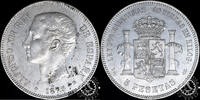 SPAIN 5 PESETAS Alfonso XII DE M -