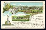 AK Traunstein, Chiemgau Luitpoldbrunnen, Panorama um 1900 gebraucht -
