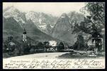 AK Garmisch Dorfansicht mit Wettersteingebirge im Hintergrund 21.07.1904 gebraucht -