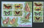 Gambia Gambia 402-405, Block 5 postfrisch Schmetterlinge MiNr. 402-405, Block 5 postfrisch Schmetterlinge -