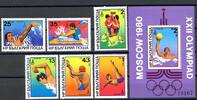 Bulgarien Bulgarien 2840-2845 + Bl. 98 postfrisch Olympia 1980 Moskau MiNr. 2840-2845 + Bl. 98 postfrisch Olympia 1980 Moskau -