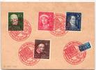 BRD 143-146 auf Postkarte roter Ausstellungsstempel WÜPOSTA -