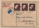 BRD 143 auf Postkarte als Mehrfachfrankatur um 2 Pfennig überfrankiert -