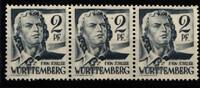 Französische Zone Württemberg Französische Zone Württemberg 1 G postfrisch 3er Streifen, Druck auf G MiNr. 1 G postfrisch 3er Streifen, Druck auf G -