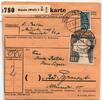 BRD Bund 165 auf Paketkarte 8x als Mehrfachfrankatur -