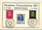BRD Bund 121-122 auf Ausstellungskarte Deutscher Uhrmachertag 1950 -