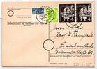 BRD Bund 198 u.a. auf Postkarte als Mischfrankatur portogerecht -