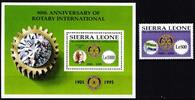 Sierra Leone Sierra Leone Block 275 + 2380 postfrisch Rotary Club MiNr. Block 275 + 2380 postfrisch Rotary Club -