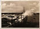Ak Warnemünde Brandung 1934 auf Postkarte Ansichtskarte -