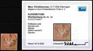 Württemberg Württemberg 34 gestempelt geprüft Klinkhammer BPP MiNr. 34 gestempelt geprüft Klinkhammer BPP -