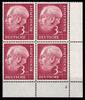 BRD BRD 196x Ww postfrisch 4er Einheit aus re. unteren Bogenecke mit F-Nr. 4 MiNr. 196x Ww postfrisch 4er Einheit aus re. unteren Bo -