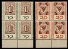 BRD Bund BRD Bund 310-311 b postfrisch 4er Block vom Unterrand MiNr. 310-311 b postfrisch 4er Block vom Unterrand -