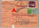 Berlin 47, 99, 121 auf Postkarte Nachnahme-Karte -