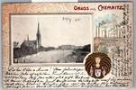 Ak Gruß aus Chemnitz Jugendstil auf Postkarte Lithographie -