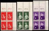 Saarland Saarland 354-356 Ecke 2 postfrisch im 4er Block ungefaltet MiNr. 354-356 Ecke 2 postfrisch im 4er Block ungefaltet -