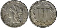 US Three Cent 1867 Three Cent Nickel AU58 Uncertified None -