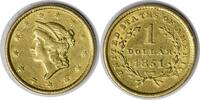 US Dollar 1851 $1 Gold Type 1 EF Uncertified #1232 None -
