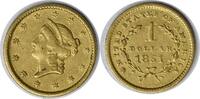 US Dollar 1851 $1 Gold Type 1 EF Uncertified #1233 None -