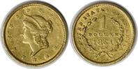 US Dollar 1851 $1 Gold Type 1 EF Uncertified #1234 None -