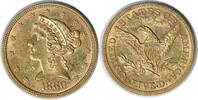 US Five Dollar 1880 $5 Gold Liberty Head AU58 Uncertified #1011 None -