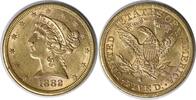 US Five Dollar 1882-S $5 Gold Liberty Head MS60 Uncertified #1019 None -