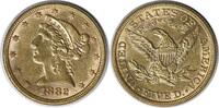 US Five Dollar 1882 $5 Gold Liberty Head AU58 Uncertified #1054 None -
