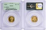 US Two and a Half Dollar 1834 $2.50 Gold Classic Head MS63 PCGS None -