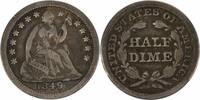 US Half Dime 1849/6 Liberty Seated Silver Half Dime FS-301 VF Uncertified #135 None -