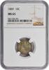 US Dime 1889 Liberty Seated Silver Dime MS65 NGC None -