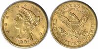 US 1901-S $5 Gold Liberty Head MS63 Uncertified #232 None Five Dollar 1901 S MS63