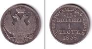 Alle Welt 1 Zloty POLEN / 15 Kopeek 1838 MW s/ss selten! -