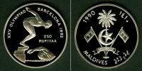 Alle Welt 250 Rufiyaa MALEDIVEN 1990 Olympia '92 SILBER PP -