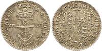 Britisch West Indien 1/16 Dollar Georg IV 1820-1830. -