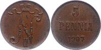 Finnland 5 Penniä 1 Nikolaus II. von Russland 1894-1917. -
