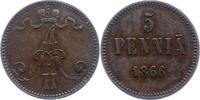 Finnland 5 Penniä 1 Alexander II. von Rußland 1855-1881. -