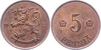 Finnland 5 Penniä 1 Republik 1917-2025. -