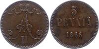 Finnland 5 Penniä 1 Alexander II. von Rußland 1855-1881. -