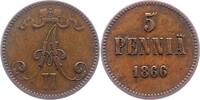 Finnland 5 Penniä 1 Alexander II. von Rußland 1855-1881. -