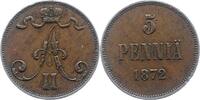 Finnland 5 Penniä 1 Alexander II. von Rußland 1855-1881. -