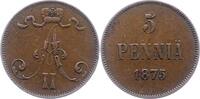 Finnland 5 Penniä 1 Alexander II. von Rußland 1855-1881. -