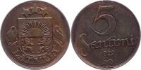 Lettland / Latvijas 5 Santimi Republik 1918-1934. -