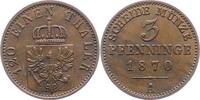 Brandenburg-Preußen 3 Pfennig Wilhelm I. 1861-1888. -