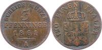 Brandenburg-Preußen 3 Pfennig Wilhelm I. 1861-1888. -