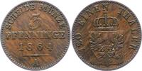 Brandenburg-Preußen 3 Pfennig Wilhelm I. 1861-1888. -