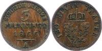 Brandenburg-Preußen 3 Pfennig Wilhelm I. 1861-1888. -