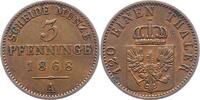 Brandenburg-Preußen 3 Pfennig Wilhelm I. 1861-1888. -